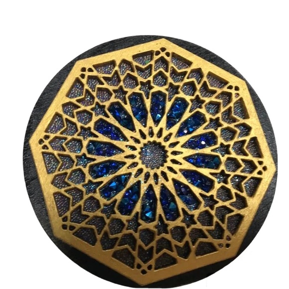 Moroccan Moorish decorative laser cut Wood Hand Beaded Coasters set of 6 - Picture 4 of 12